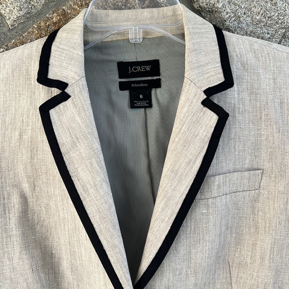 J. Crew Schoolboy Tipped Linen Blazer - Picture 3 of 7